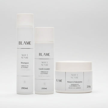 Kit Blame Anti Frizz — Shampoo + Condicionador + Máscara com Óleo de Coco e Frutas Tropicais
